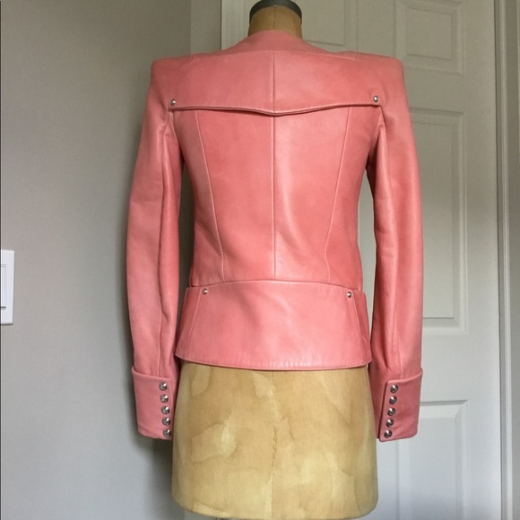 Balmain Bubblegum Pink Lambskin Leather Jacket - Picture 6 of 9